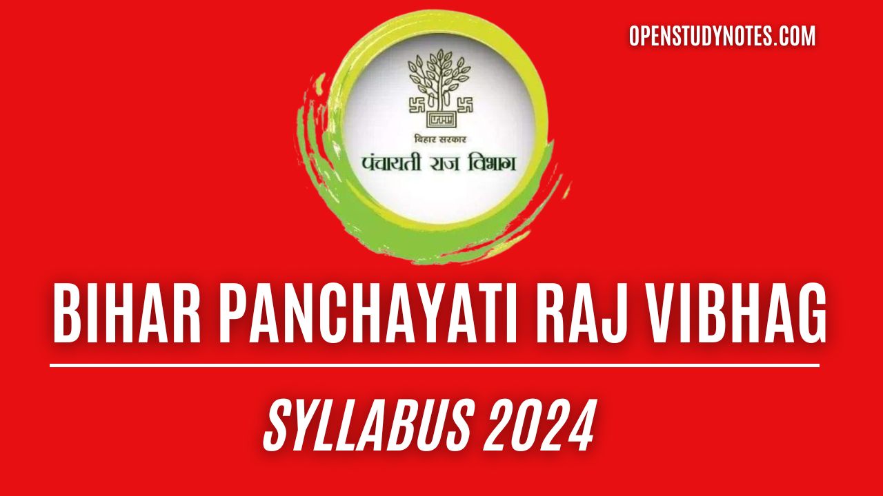 Bihar Panchayati Raj Vibhag Bharti Syllabus and Exam Pattern 2024